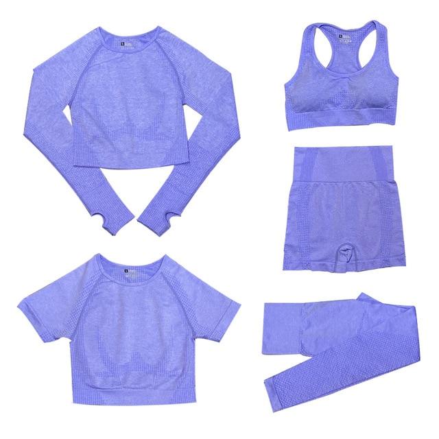5-Piece Sports Set | Women's Tops and High-Waisted Sports Leggings