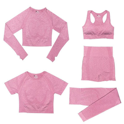 5-Piece Sports Set | Women's Tops and High-Waisted Sports Leggings