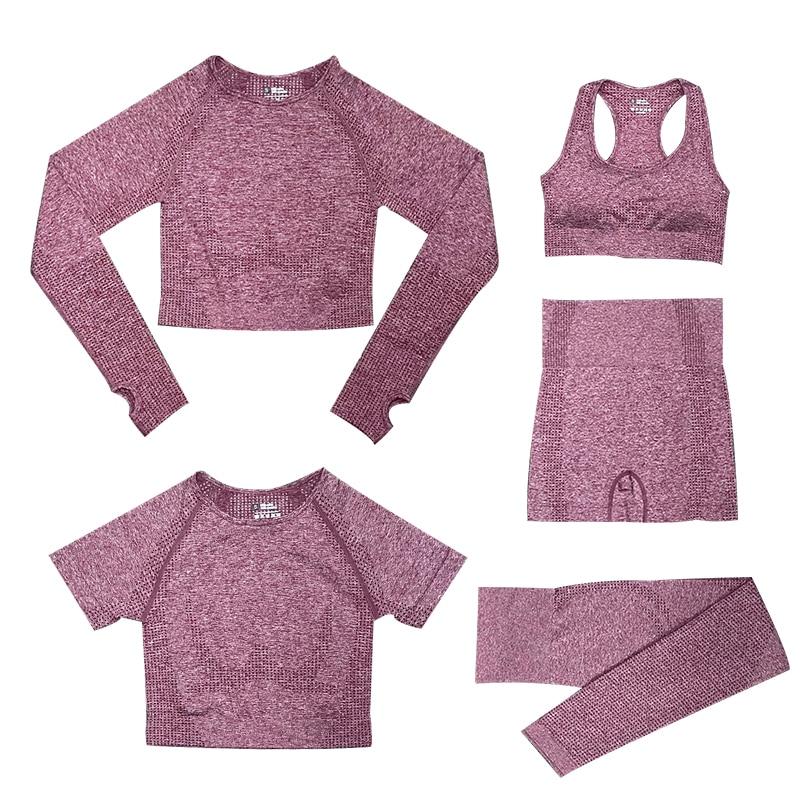 5-Piece Sports Set | Women's Tops and High-Waisted Sports Leggings