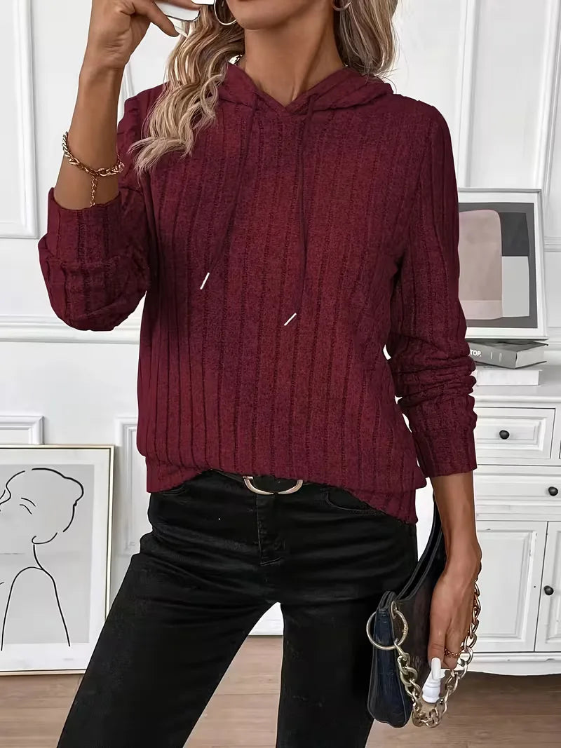 Hoodie with Ribbed Texture