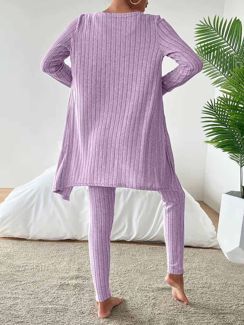 Three-piece set with cardigan