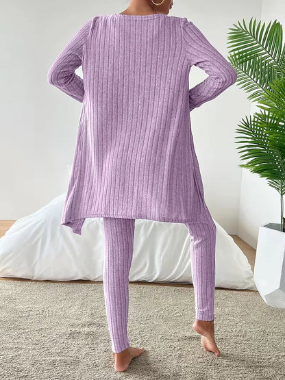 Three-piece set with cardigan