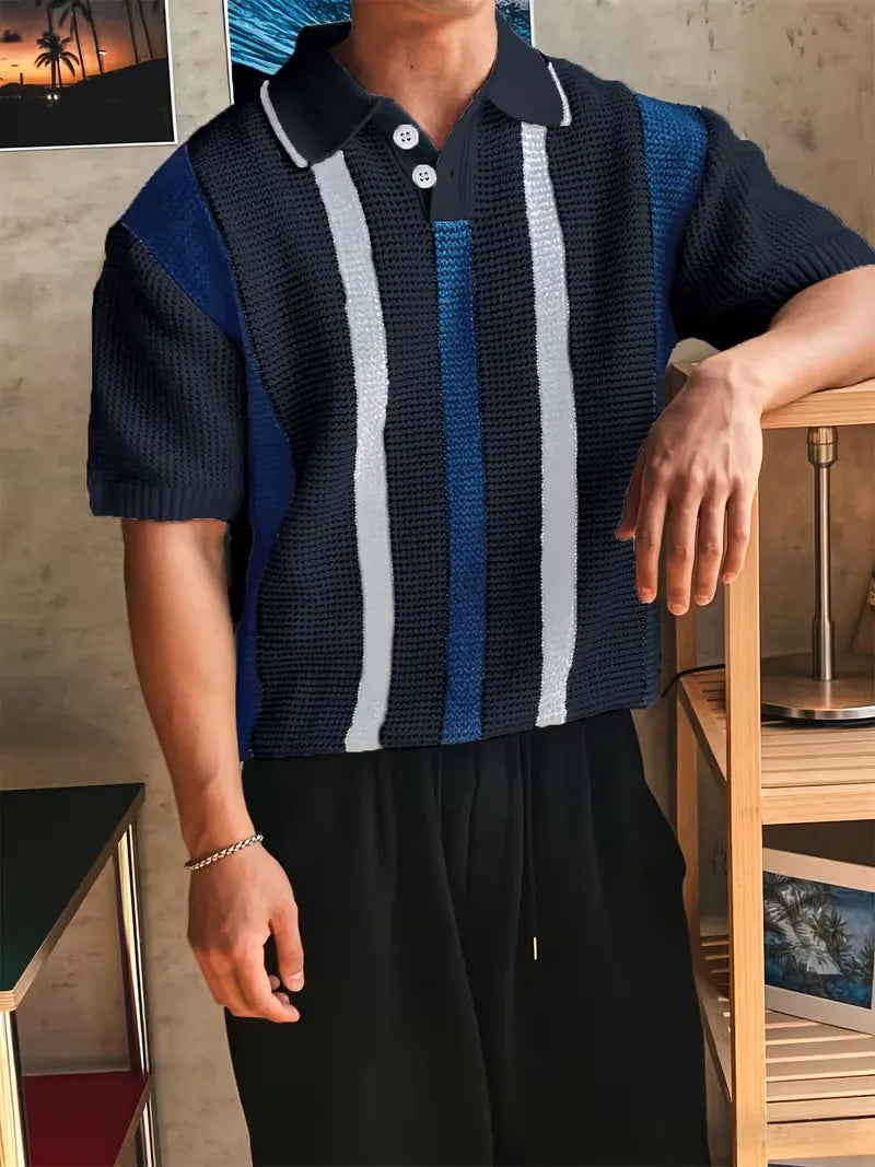 Polo with V-neck and short sleeves