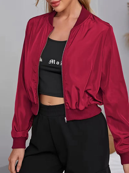 Bomber Jacket with Ribbed Cuffs