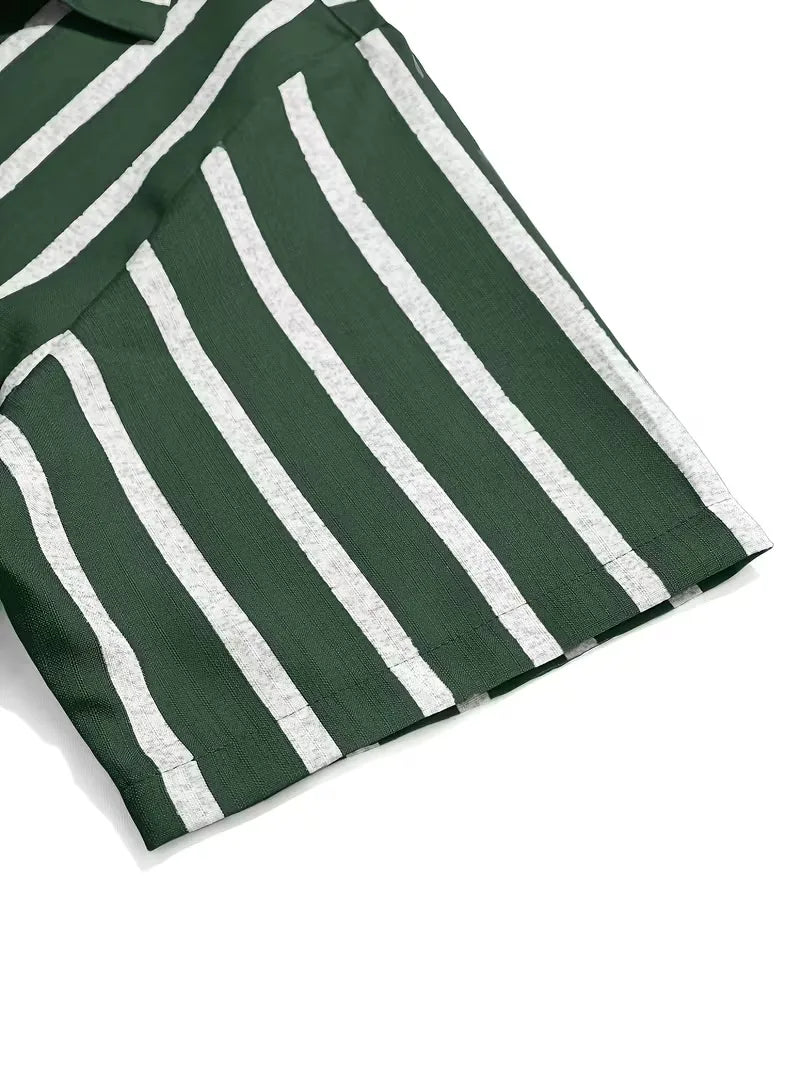 Short Sleeve Shirt with Vertical Stripes