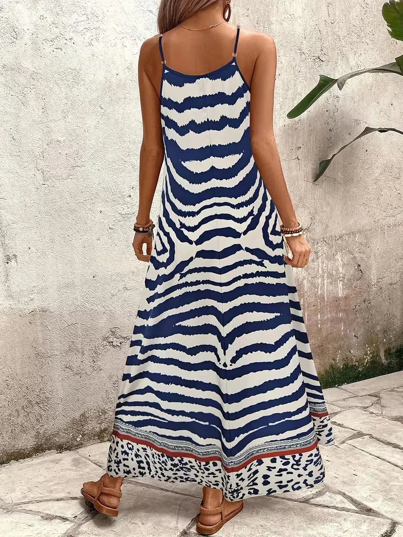Maxi dress with leopard print