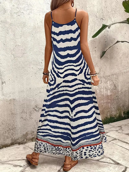 Maxi dress with leopard print