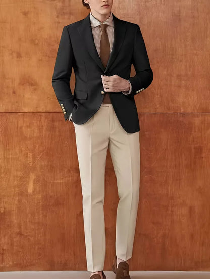 Slim fit blazer with gold buttons