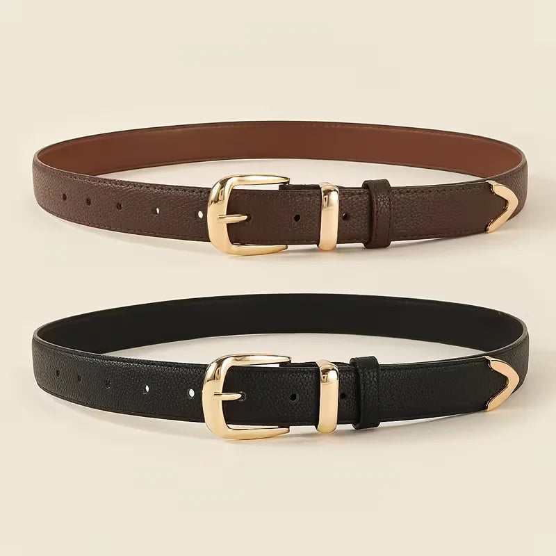 Narrow belt with gold buckle
