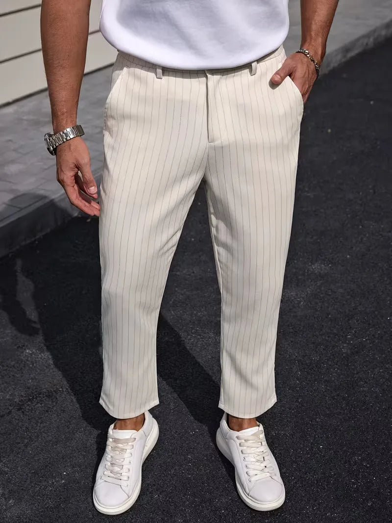 Slim fit trousers with pinstripe
