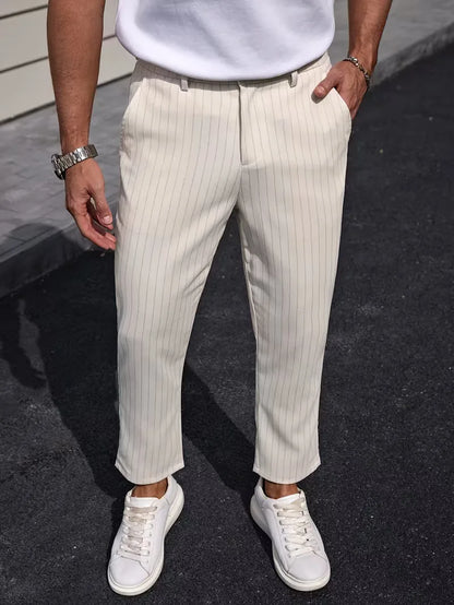 Slim fit trousers with pinstripe
