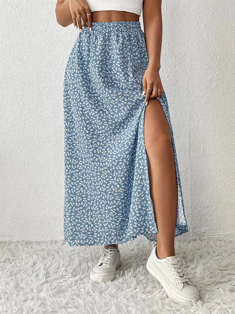 A-line skirt with flowers