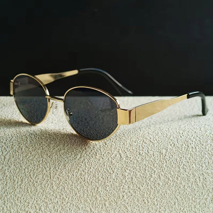 Sunglasses with Oval Metallic Frame
