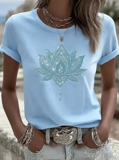 T-shirt with lotus flower print