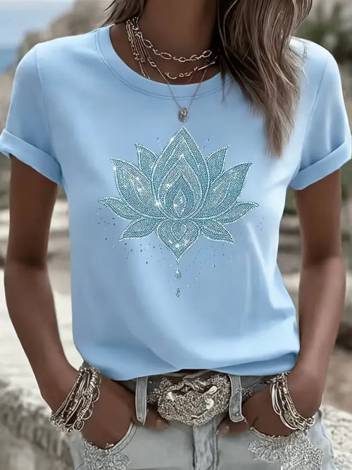 T-shirt with lotus flower print