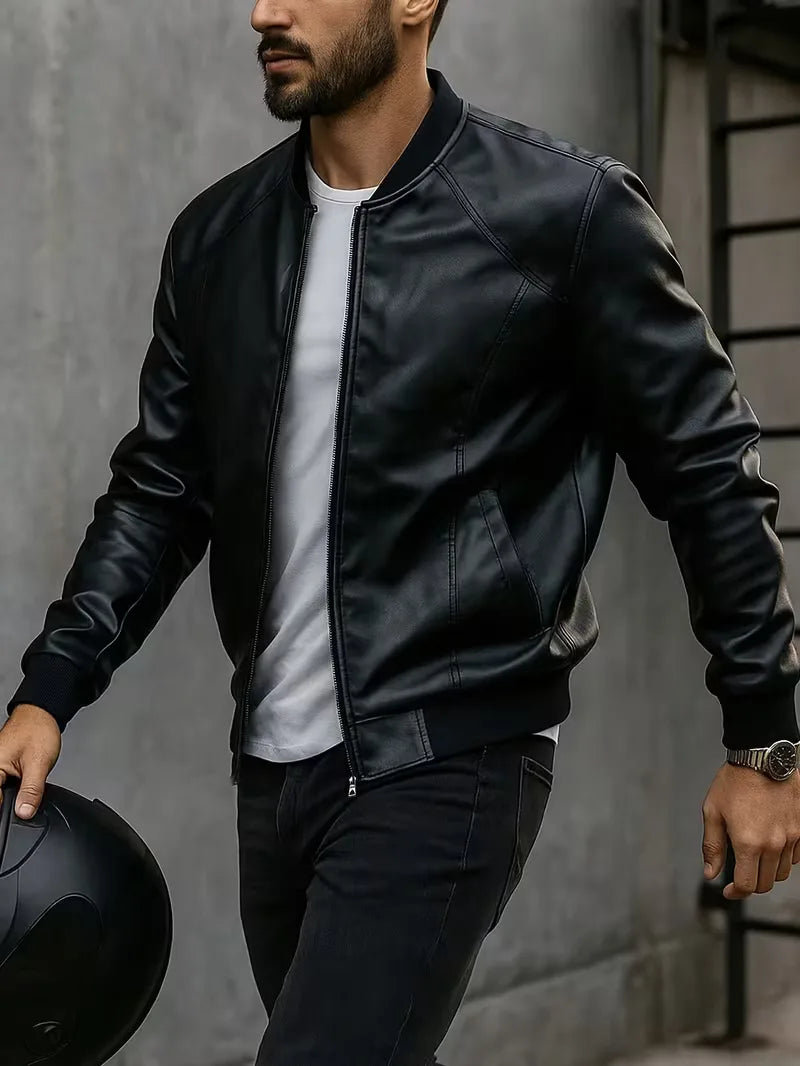 Slim Fit Bomber Jacket with Long Sleeves