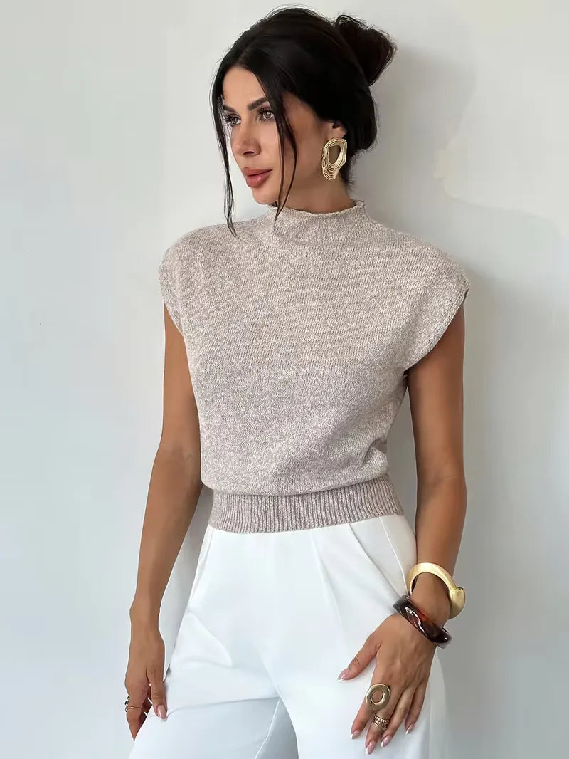 Sleeveless Vest with Mock Neck