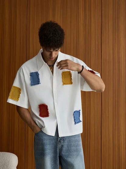 Short Sleeve Shirt with Patchwork