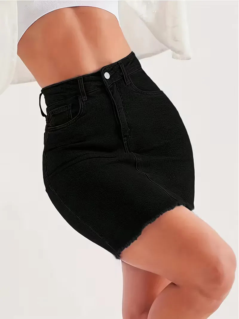 Denim skirt with high waist