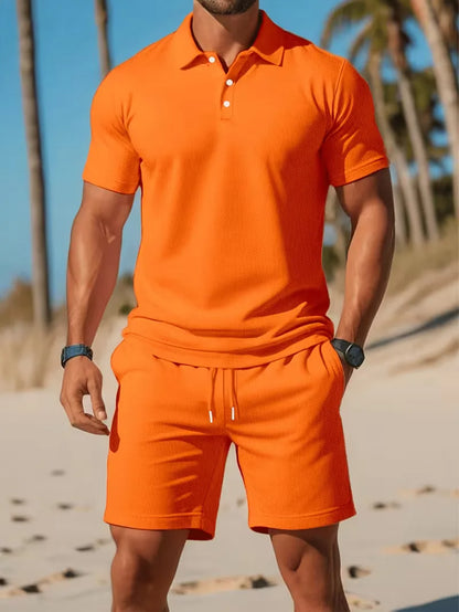Summer clothing set with polo and shorts