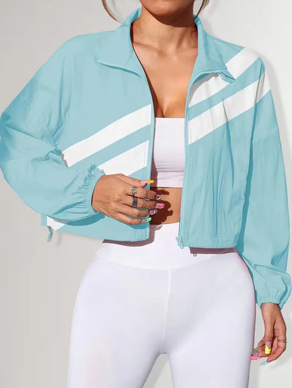 Track jacket with elastic cuffs