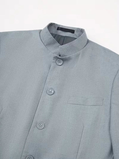 Slim Fit Blazer with Mandarin Collar