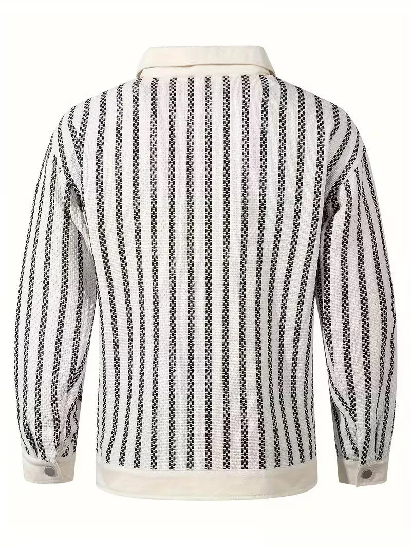 Denim Jacket with Striped Pattern