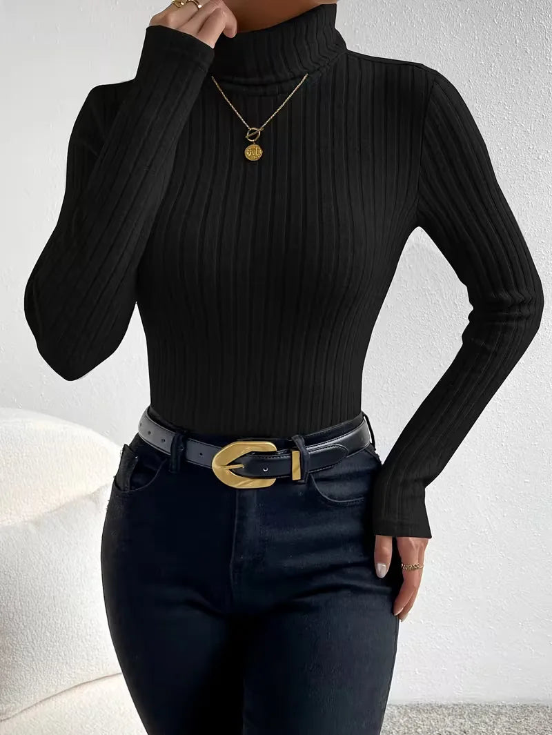 Long-sleeve ribbed turtleneck