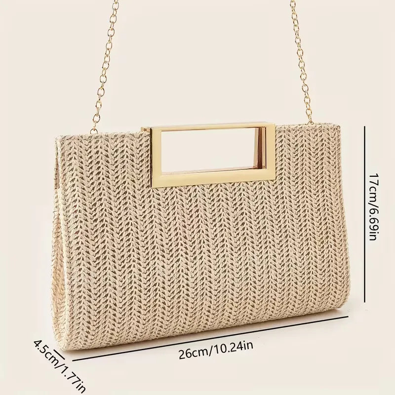 Woven clutch with square handle