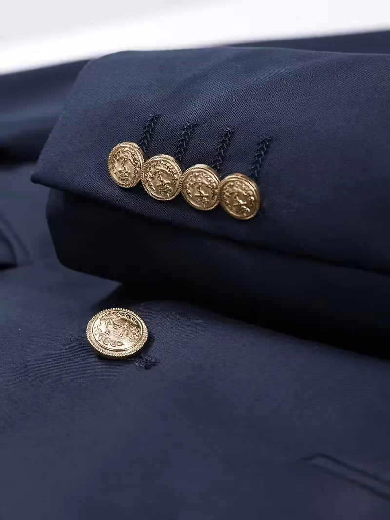 Slim fit blazer with gold buttons