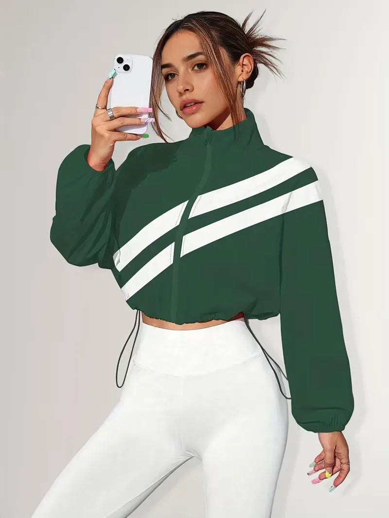 Track jacket with elastic cuffs