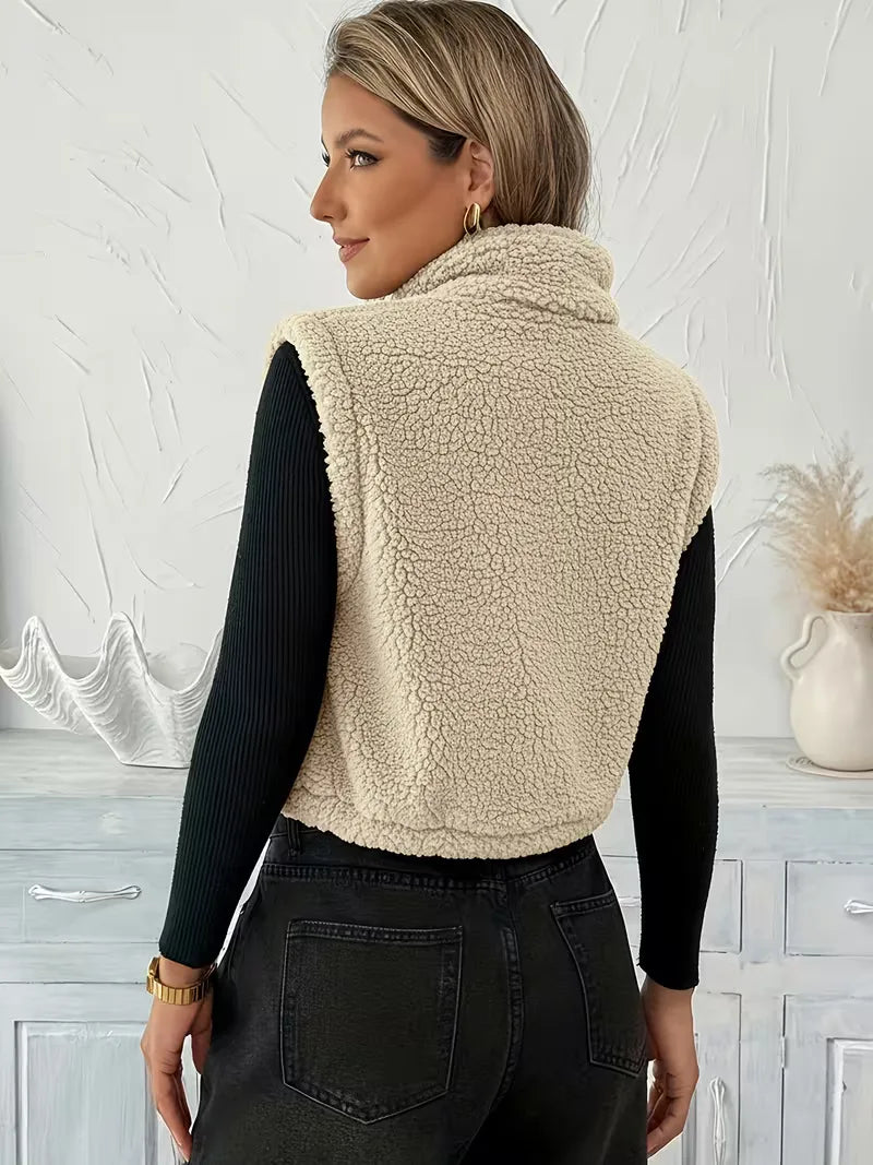 Zipped Gilet with Faux Shearling