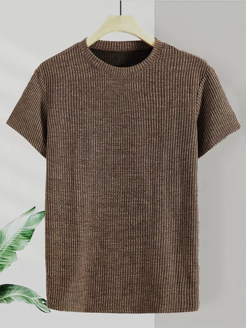 Casual men's T-shirt with jacquard pattern