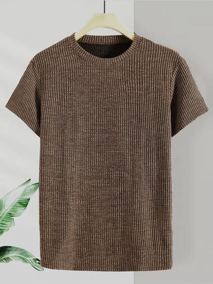 Casual men's T-shirt with jacquard pattern