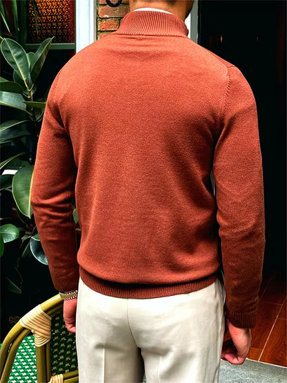 Sweater with Collar and Half-Zip
