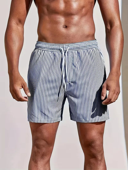 Striped Pattern Swim Shorts