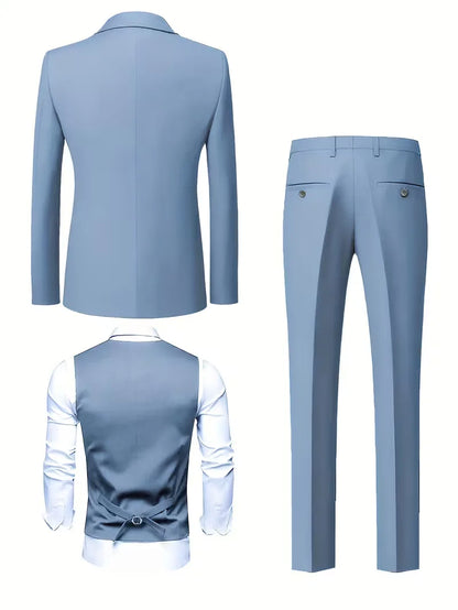 Three-piece slim fit suit