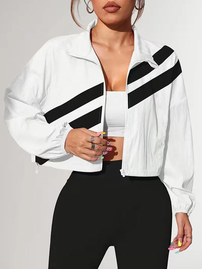 Track jacket with elastic cuffs