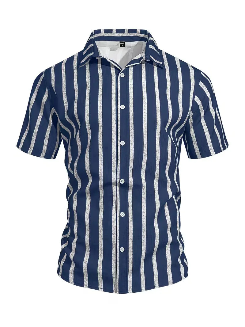 Short Sleeve Shirt with Vertical Stripes