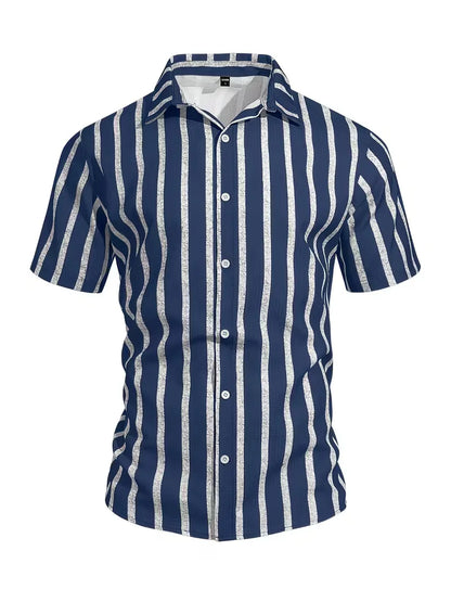 Short Sleeve Shirt with Vertical Stripes