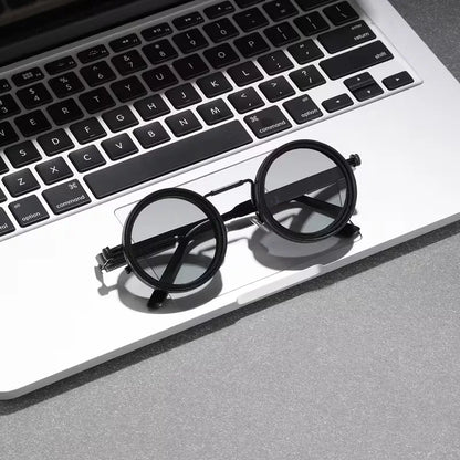 Round Sunglasses with Steampunk Design