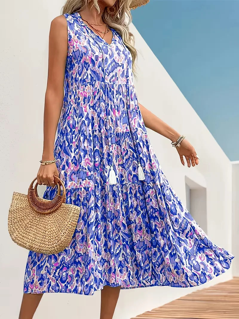 A-line dress with V-neck