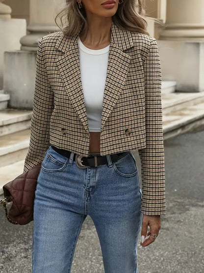 Plaid blazer with long sleeves