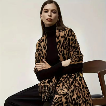 Winter Scarf with Leopard Print