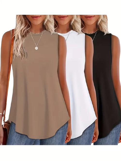 Loose Fit Tank Top with Round Neck