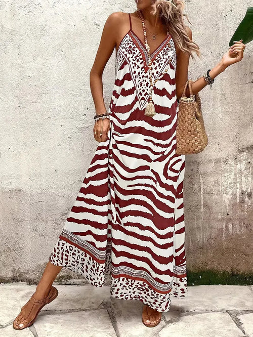Maxi dress with leopard print