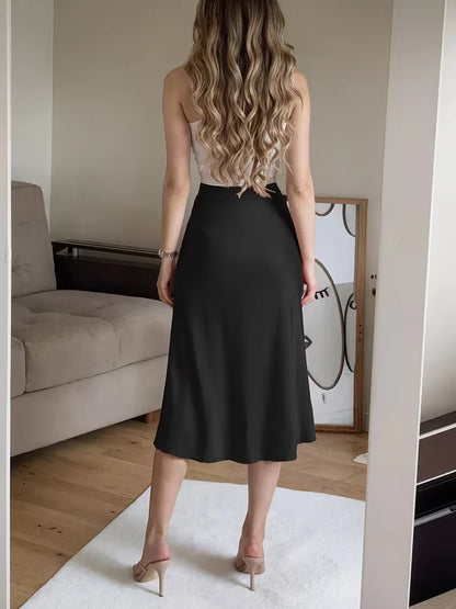 Satin Skirt with High Split