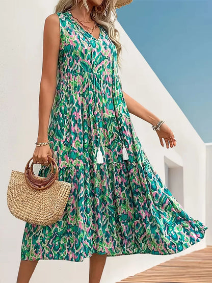 A-line dress with V-neck