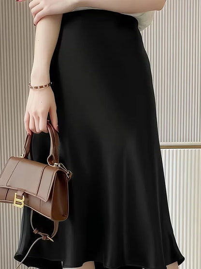 Satin Skirt with High Split