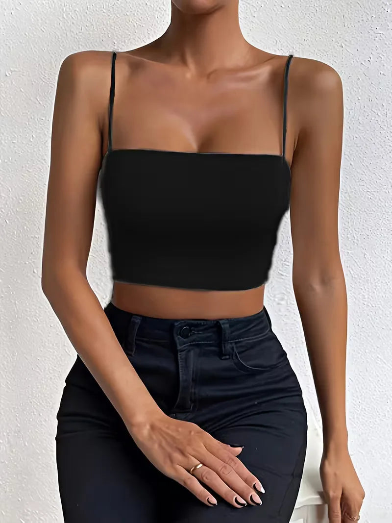 Crop top with spaghetti straps